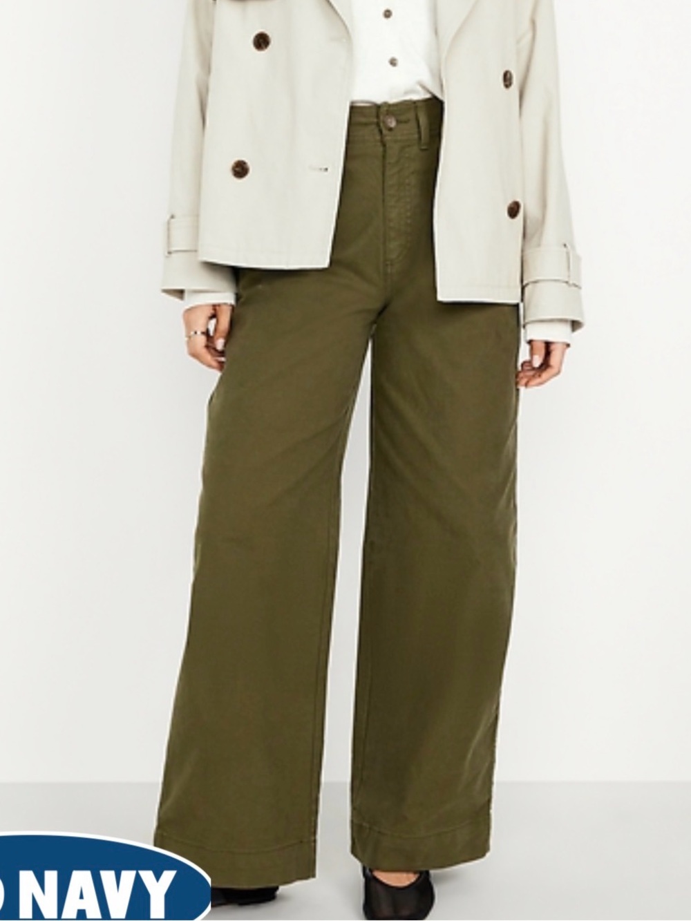Old Navy Olive High-Rise Wide-Leg Mariner Jeans/Pants